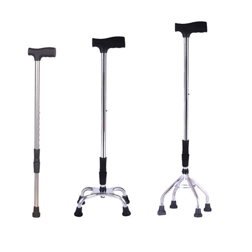 Stainless steel crutches for the elderly, four-legged crutches for inconvenient mobility, single crutches, retractable, non-slip, portable walkers
