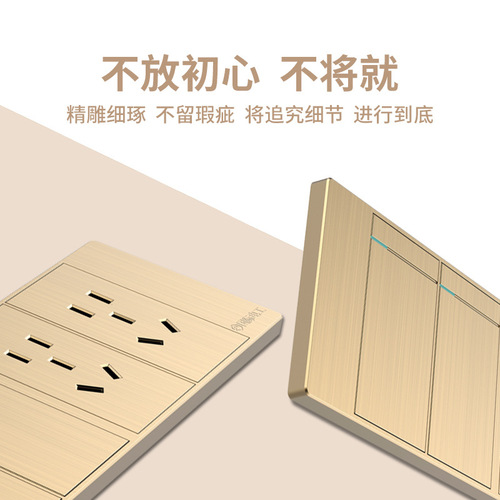 International Electrician Type 118 Wall Switch Socket Large Plate Gold Socket Switch Panel Module Parts Package