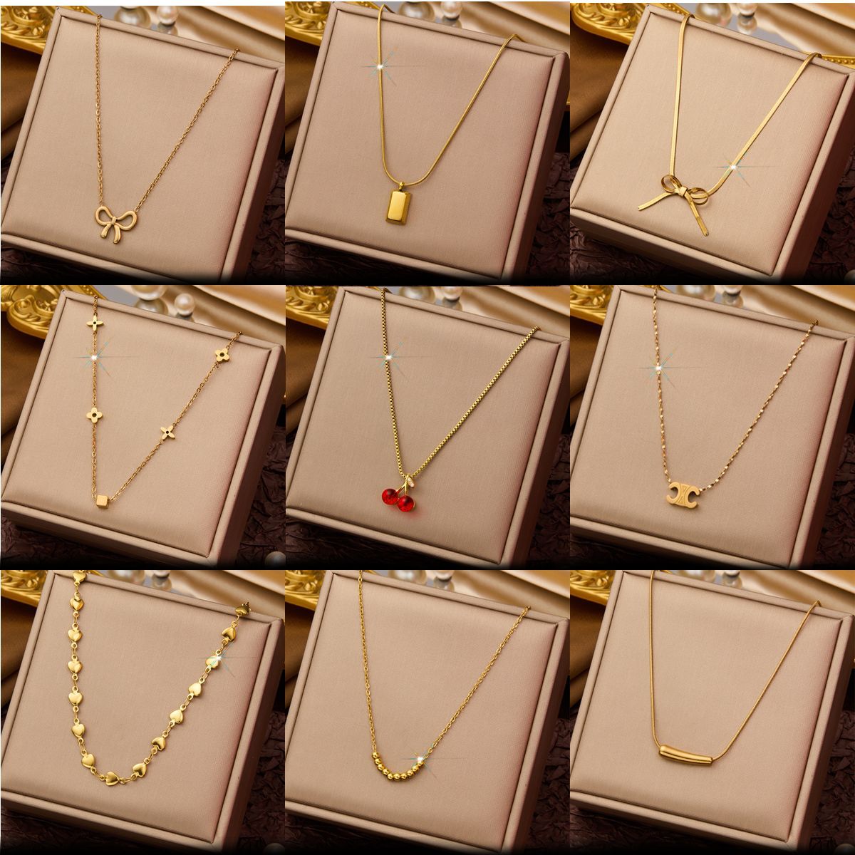 new titanium steel necklace female summer new style collarbone necklace fashion stainless steel ornament live hot source factory