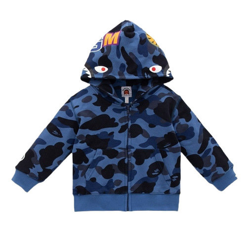 fashion brand shark-head hoodie for men and children's 3D printed hoodie coat camouflage zipper