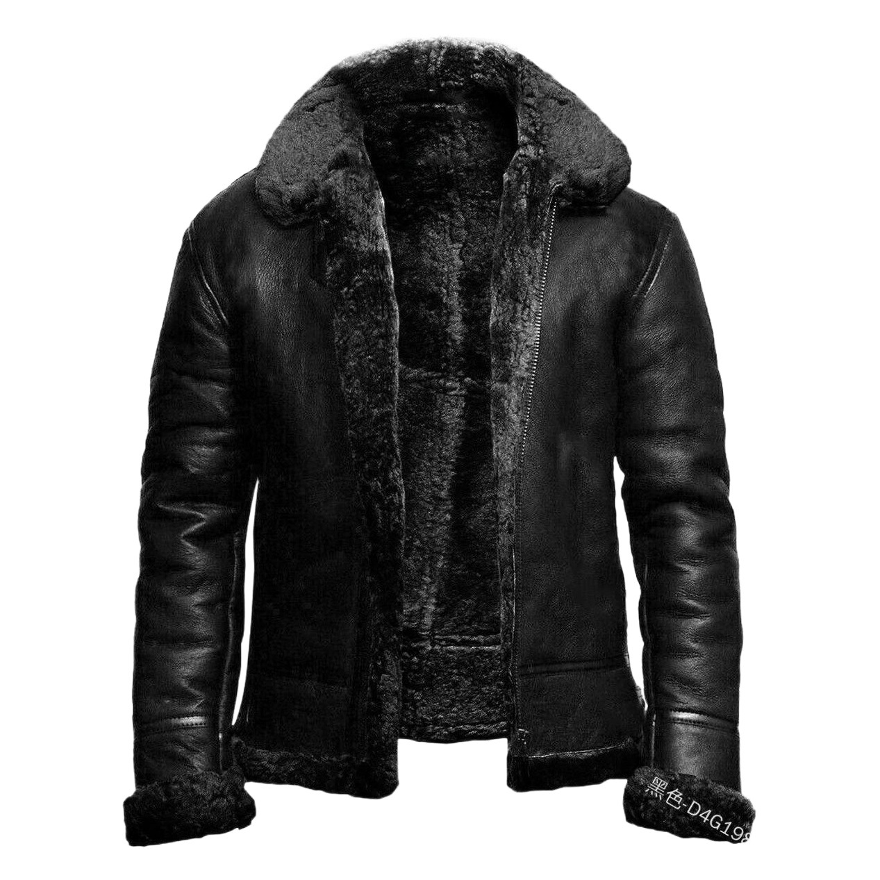 Imitation fur coat nórdico invierno imitación piel chaqueta hombre de longitud media cremallera cuello de piel PU abrigo