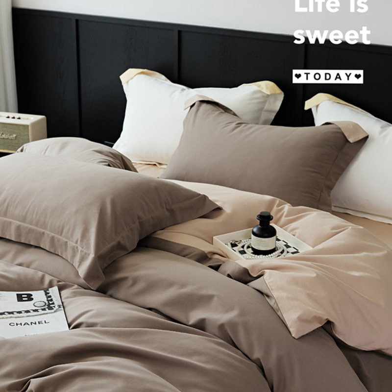 High-end 100 algodón largo molido de cuatro piezas de otoño invierno cálido cubierta de edredón de algodón puro pro-piel de algodón de tres piezas de cama gaza