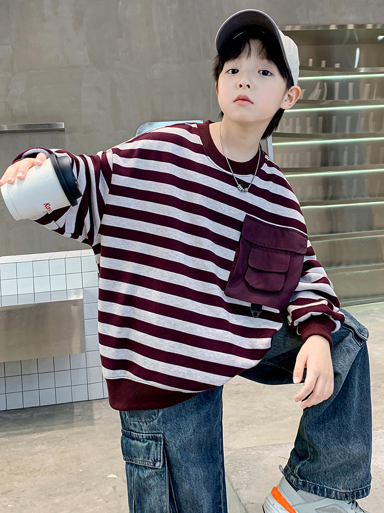 巴拉巴拉秋季中大男童卫衣新品童装儿童男孩条纹个性上衣潮流帅气