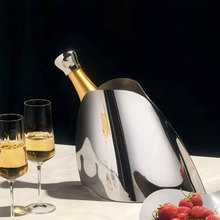 北欧轻奢不锈钢香槟冰桶摆件样板间酒店创意家居客厅餐桌软装饰品