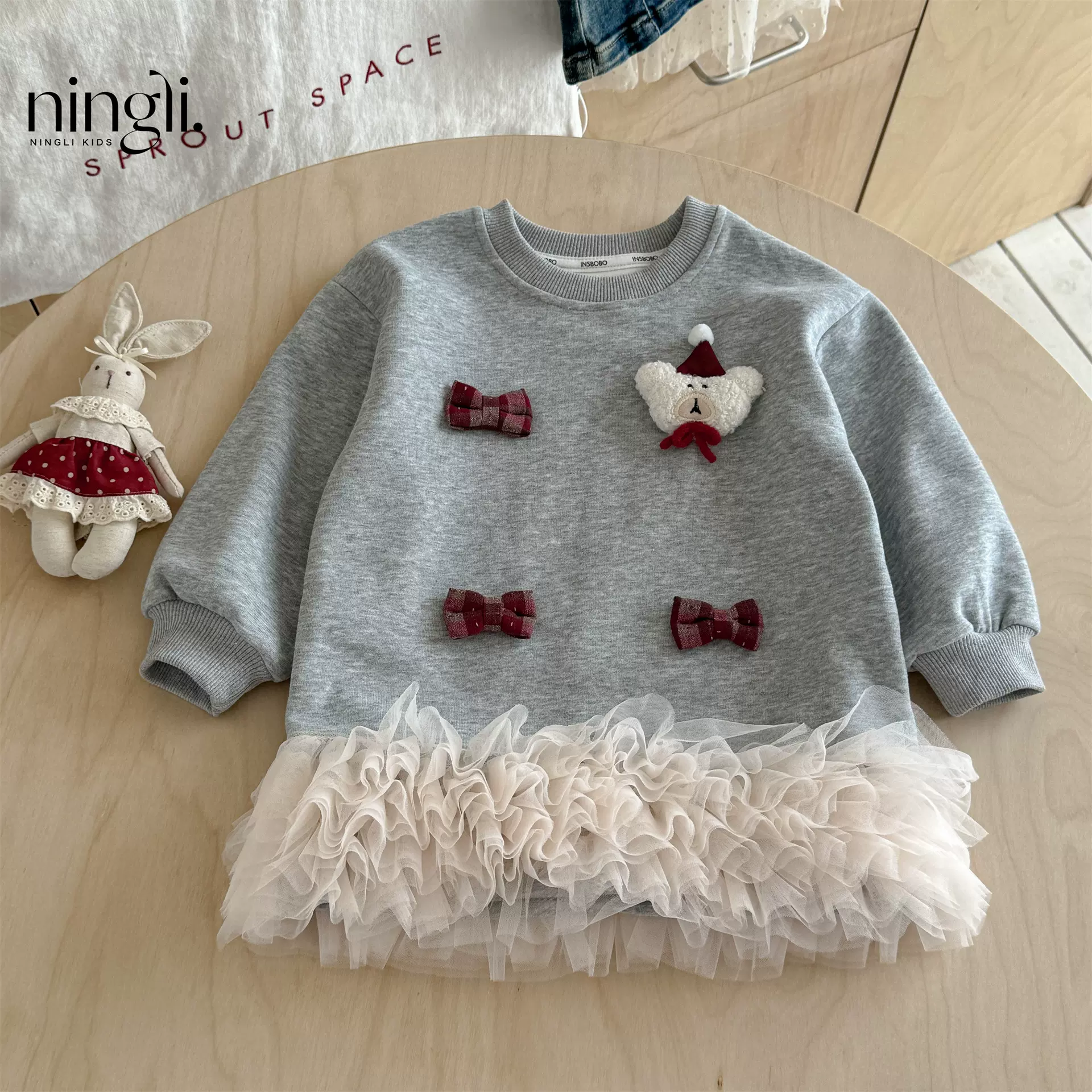 柠里女童连衣裙春秋季2025新款女宝宝卫衣纱裙儿童裙子春秋童装潮