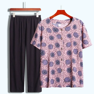 中老年人奶奶装夏装衬衫老太太夏季女装老人衣服妈妈衬衣上衣套装