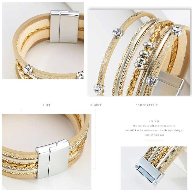 Bohemian Multi-layered Geometric Leather Bracelet Wholesale display picture 19