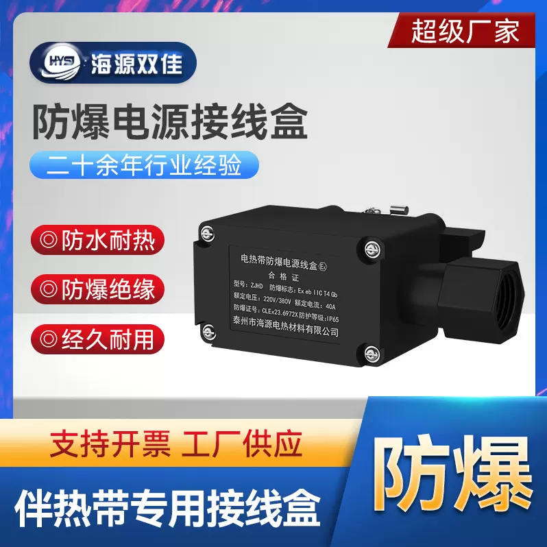 电热带伴热带加热带专用防爆电源接线盒ZDJH 220V/380V 40A
