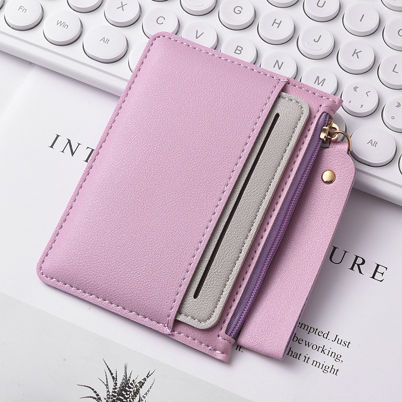 Ultra-Thin Pu Card Holder for Women, Korean Style Zipper Coin Purse, Multiple Card Slots, Simple, Fashionable, Compact Card Holder, Anti-Degaussing