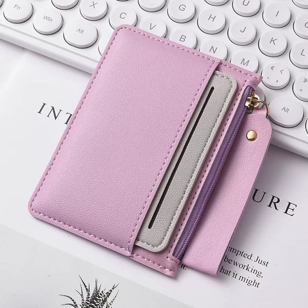 Ultra-Thin Pu Card Holder for Women, Korean Style Zipper Coin Purse, Multiple Card Slots, Simple, Fashionable, Compact Card Holder, Anti-Degaussing