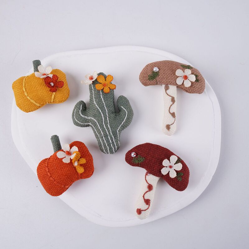 Linen Decorative Accessories, Pumpkin and Mushroom Bag and Shoe Decoration Accessories, Clothing Accessories, Mushroom and Cactus
