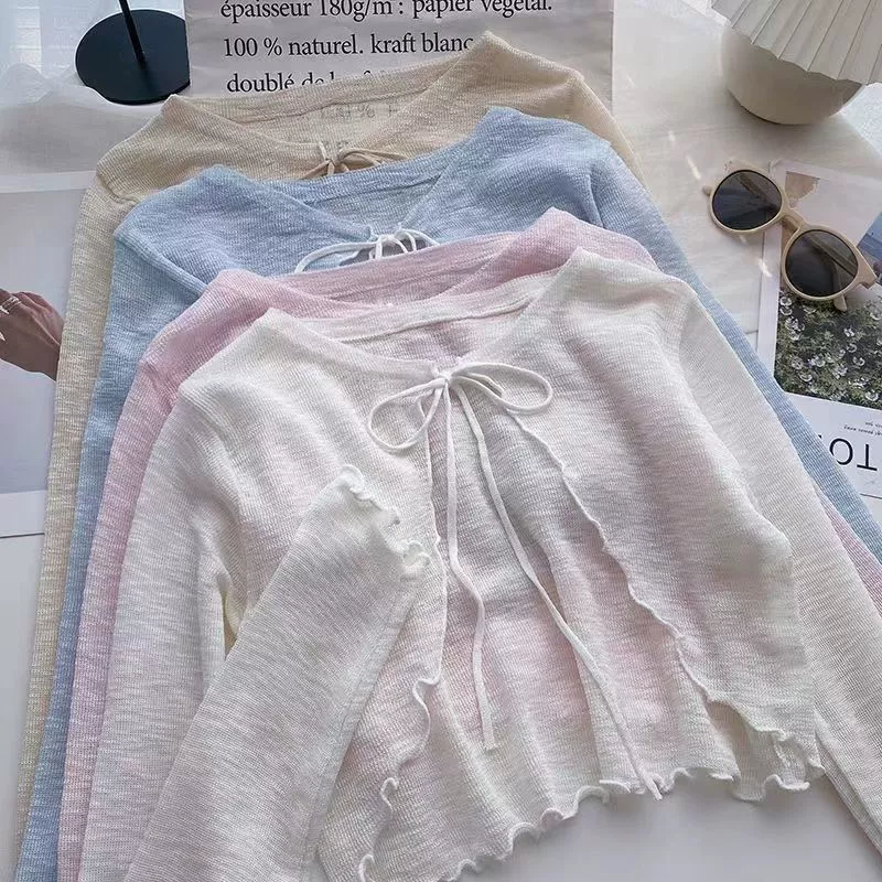 Летний солнцезащитный кардиган снаружи свитер из ледяного шелка