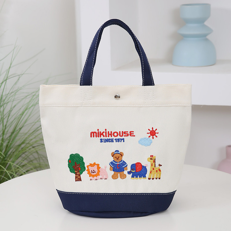 Bolso de mamá Bolso de dibujos animados zoológico para mujer Bolso de almacenamiento de gran capacidad Bolso de cubo portátil con estampado bordado simple