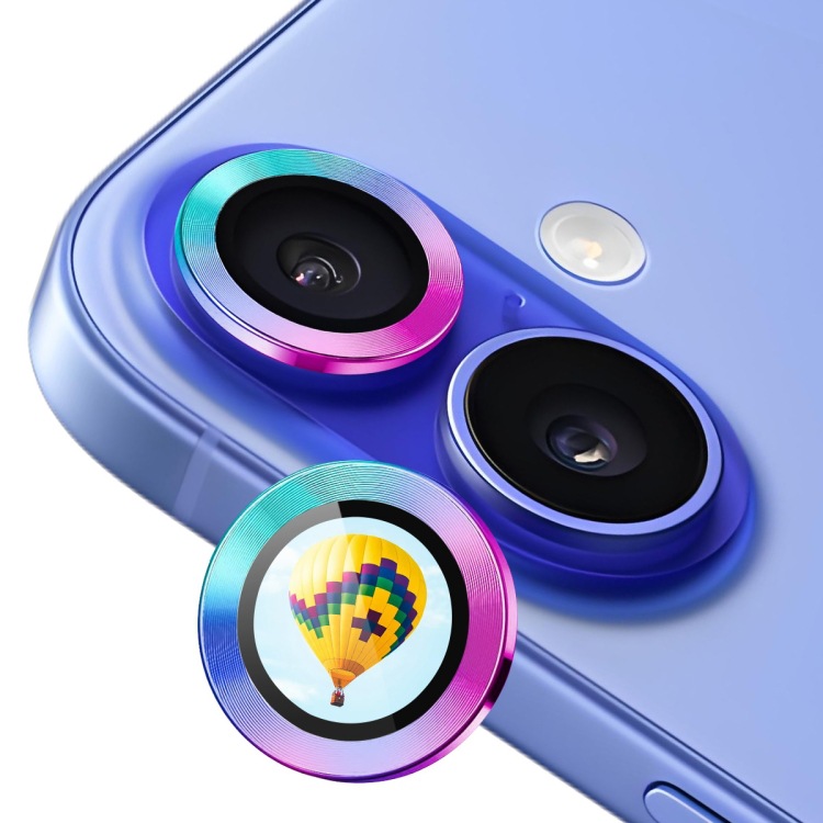 ENKAY Hat-Prince AR película protectora de lente metálica opaca aleación de aluminio + vidrio templado detrás para iPhone 16 / 16