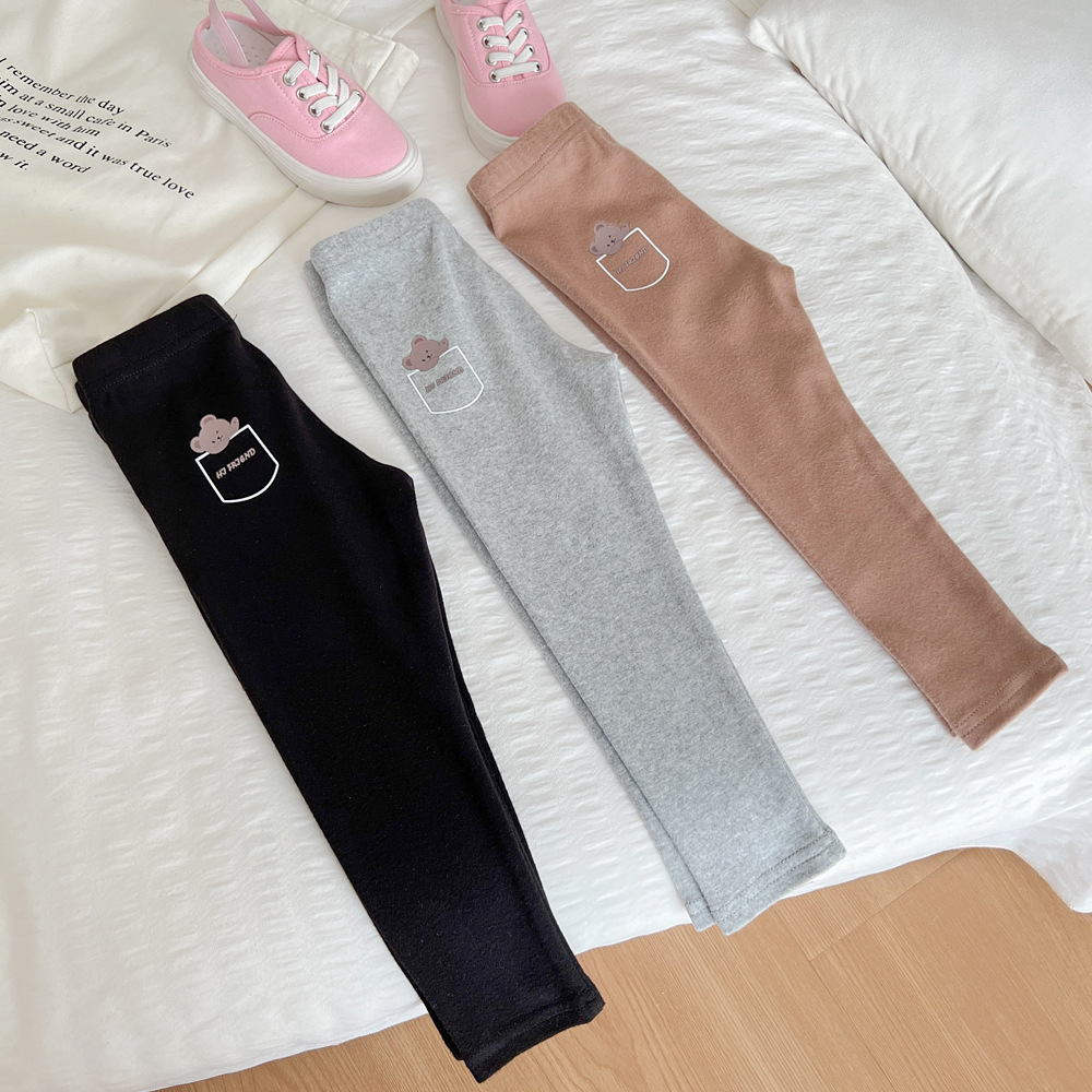 Polainas de los niños ropa cómoda pantalones niñas 2024 primavera y otoño nuevo bebé oso impreso