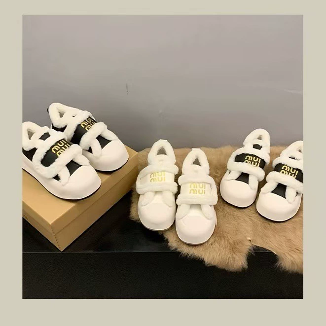 Снежные сапоги женские толстые подошвы плюс бархатная сосновая обувь 2024 зимние женские туфли липучка повседневная шерсть