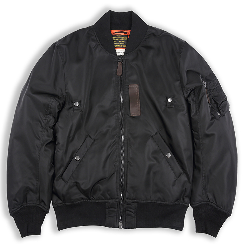 OKONKWO otoño e invierno nuevo color sólido MA-1 vuelo chaqueta acolchada lana gruesa MA1 impermeable chaqueta abrigo