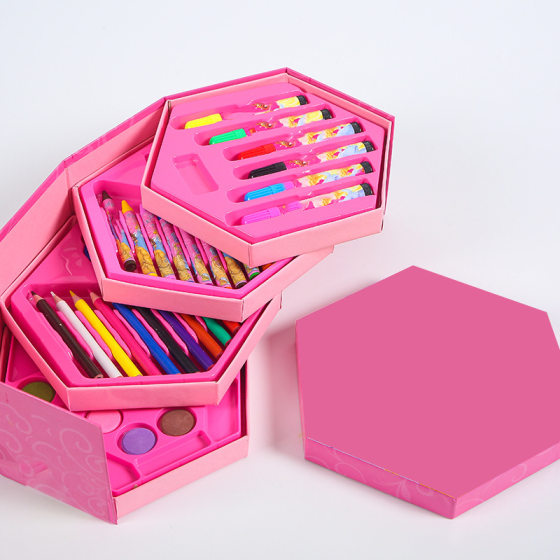 Children's 46-piece brush four-layer painting suit gift box supplies watercolor pen Art color lead watercolor pen