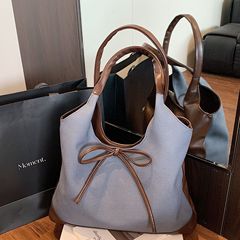 韩国小众蝴蝶结托特包包女2025新款复古麂皮绒腋下包大容量通勤包