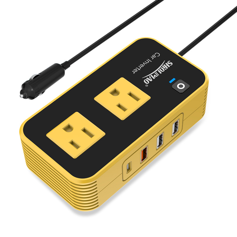 Comercio exterior 200W inversor automotriz 110v / 220V enchufe de gauge general con puerto C inversor automotriz de carga rápida con pantalla digital