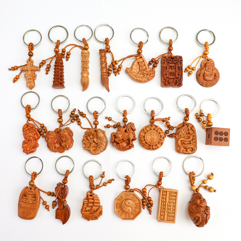 Peach Wood Keychain Wood Carving Safe Entry and Exit Car Key Chain Pendant Gift Car Southern Keychain Female Pendant Peach Wood Keychain Wood Carving Safe Entry and Exit Car Key Chain Pendant Gift Car Southern Keychain Female Pendant