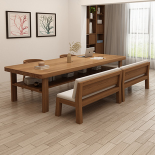 Solid Wood Large Long Desk Simple Modern Living Room Computer Desk Nordic Home Multi-Person Study Table Workbench