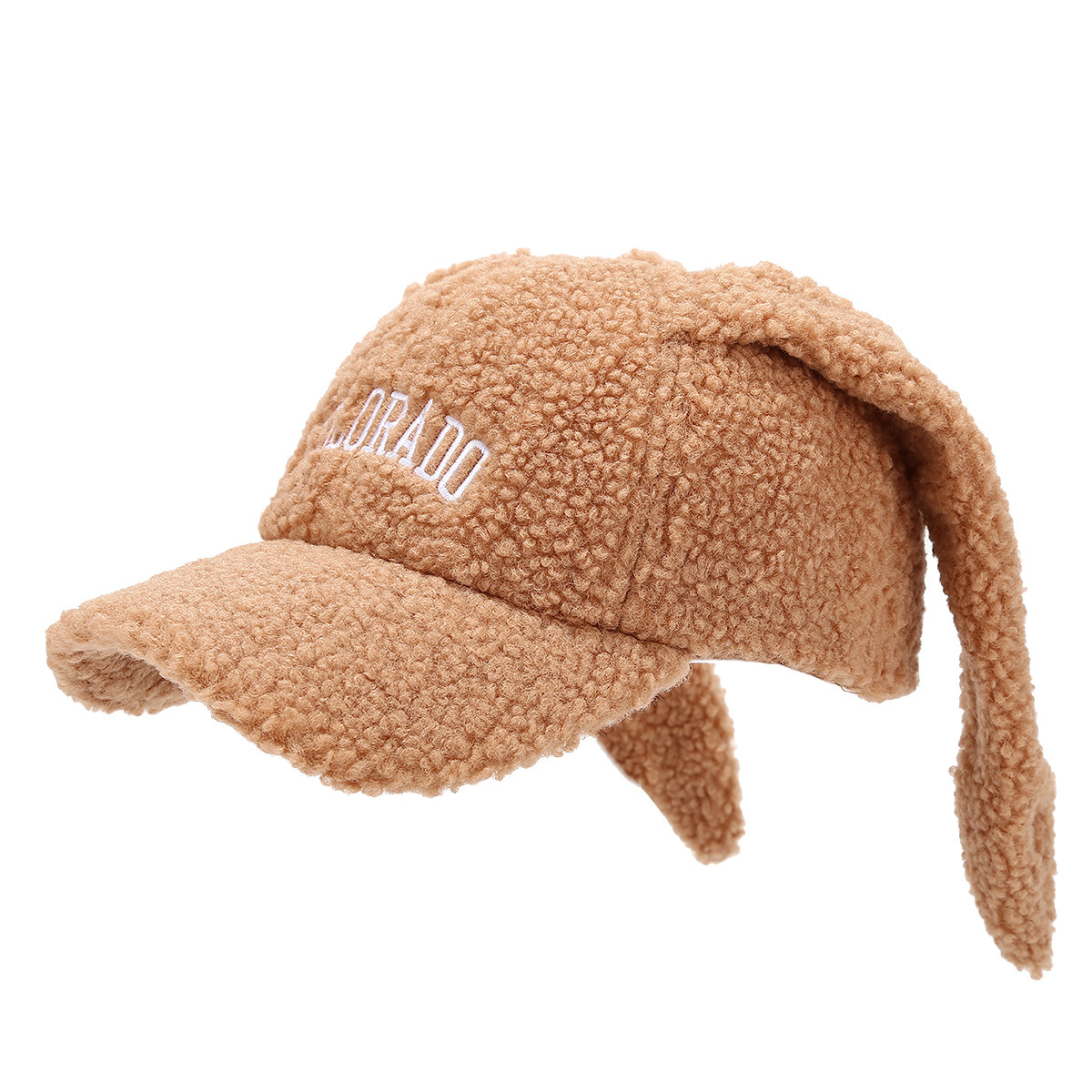 Líderes de moda de moda bordadas letras de peluche gorra de béisbol de peluche orejas de conejo adorables gorra de invierno