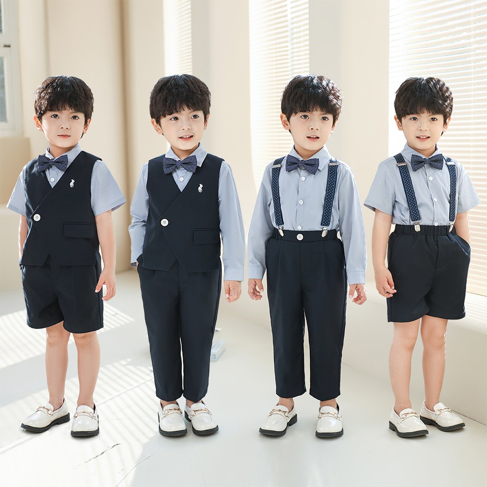 Boys' Suit Set for Spring and Autumn, Children's British Style Formal Wear, Stylish Boys' Performance Outfit, Wedding, Fashion Show, Photography Outfit