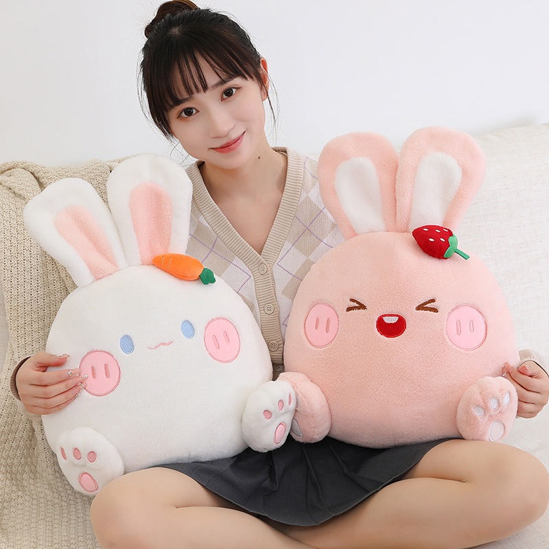 Almohada de conejo edredón de doble uso engrosada almohada de siesta en coche almohada Interior Oficina plegable dos en uno