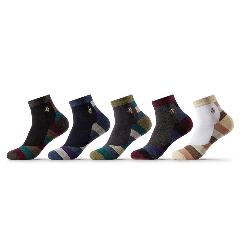 Jiadeli Paul Men's Color-Blocked Striped Mid-Calf Socks, Combed Cotton, Moisture-Wicking, All-Season Casual Socks Wholesale