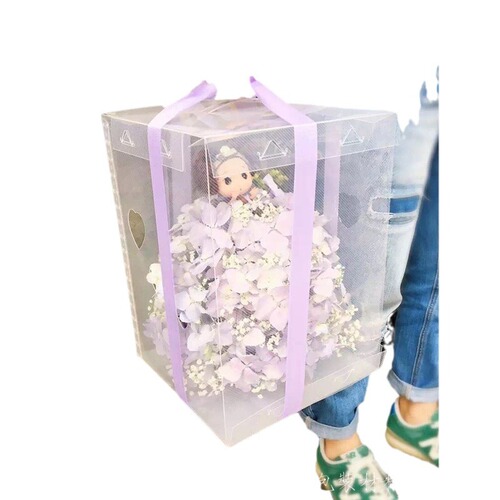 Portable Transparent Flower Protection Box, Flower Gift Packaging Box, Hand Held Flower Arrangement Box, Flower Packaging Materials