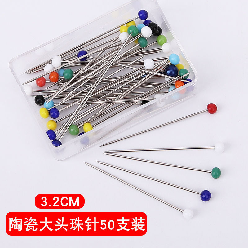 Aguja de cuentas de cerámica aguja nacarada aguja de posicionamiento aguja fija de acero inoxidable hecho a mano herramienta de bricolaje ropa de corte conformación