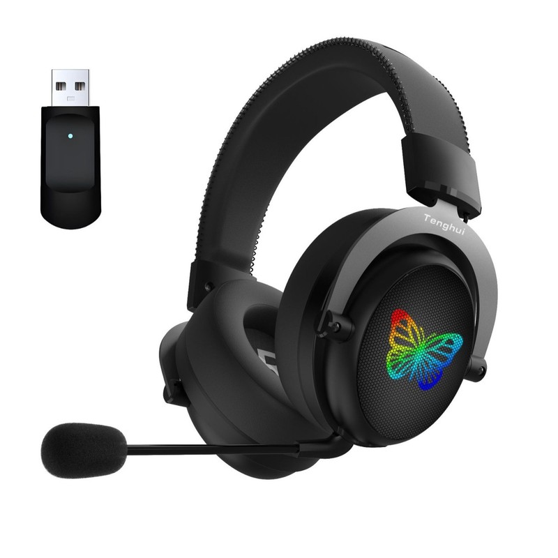 2.4Gワイヤレス+Bluetooth+仮想7.1 3モードヘッドマウントコンピュータゲームヘッドセットRGB eスポーツヘッドセット|undefined