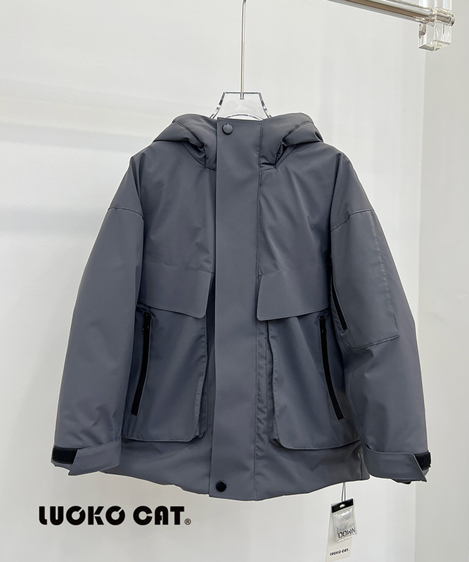 韩国儿童羽绒服冬季新款工装派克男女童加厚连帽中大童冲锋衣外套|undefined