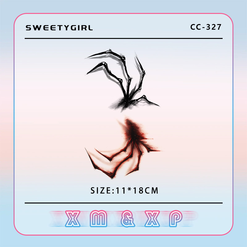 Dark Two-Tone Claw Black and Red Claw Pattern Bursts with Gothic Tension, Cool and Edgy Niche Atmosphere Temporary Tattoo, Super Eye-Catching