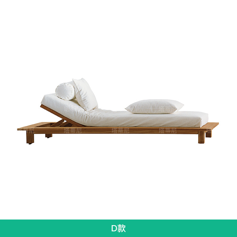 TECA al aire libre tumbado cama de ocio individual reclinable impermeable a prueba de sol piscina reclinable sofá cama de madera maciza muebles de patio image 10