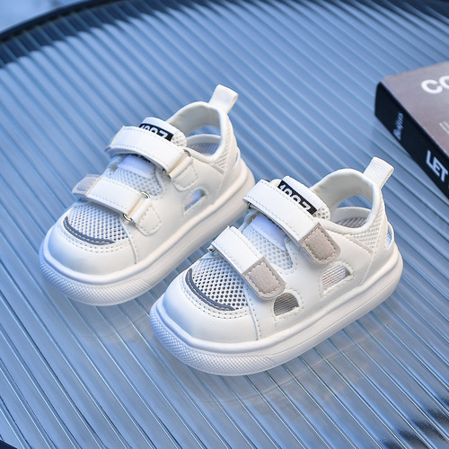 2024 Summer New Children's Sandals Soft Sole Children's Shoes Velcro Anti-Slip Mesh Hollow Children's Sandals for Boys and Girls