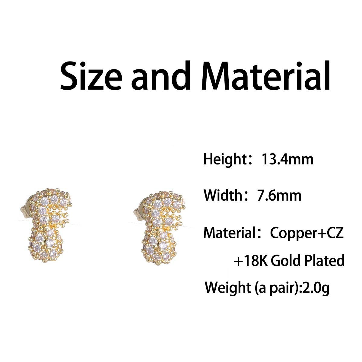 6g Weight Copper Ear Needle Material Ear Studs Classification 1 Pair Quantity Daily Occasion Copper Material Letter Pattern All Seasons Season Women's Gender Plating Design Classic Style Style 1 Pair Classic Style Letter Plating Copper Ear Studs 6