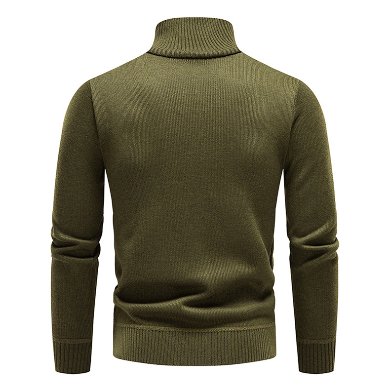 Pull en tricot pour hommes, pull chaud en polaire, demi-fermeture éclair, épais, élégant, col roulé, Y2K, vêtements pour hommes, automne et hiver_voghion.com