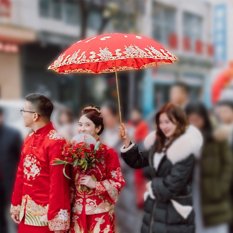 High-end Wedding Red Umbrella Wedding Umbrella Bridal Umbrella Red Wedding Umbrella Chinese Wedding Red Umbrella for Wedding