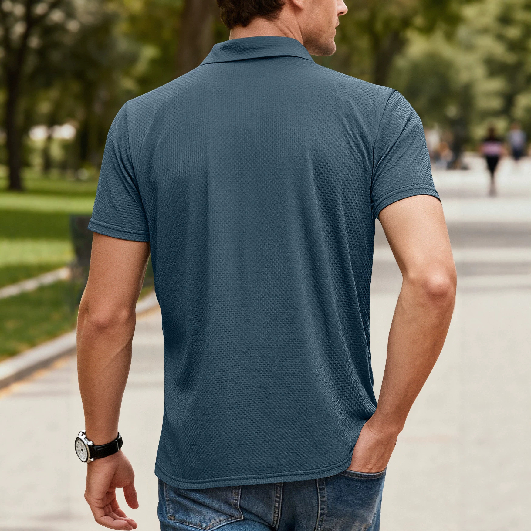 Nuevo transfronterizo de verano europeo y americano camiseta de seda de hielo delgada transpirable con solapa de manga corta de negocios casual blusa versátil image 4