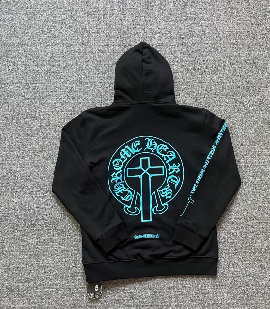 24ss年新款高品质Chrome Hearts 马蹄十字架连帽拉链卫衣工厂批发|undefined