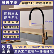 跨境洗菜盆冷热水龙头洗菜池加高钛金两档黄铜万向厨房水槽水龙头