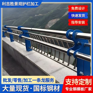 市政道路桥梁护栏高架桥防撞栏杆蓝白双色锌钢护栏公园湖边防定制