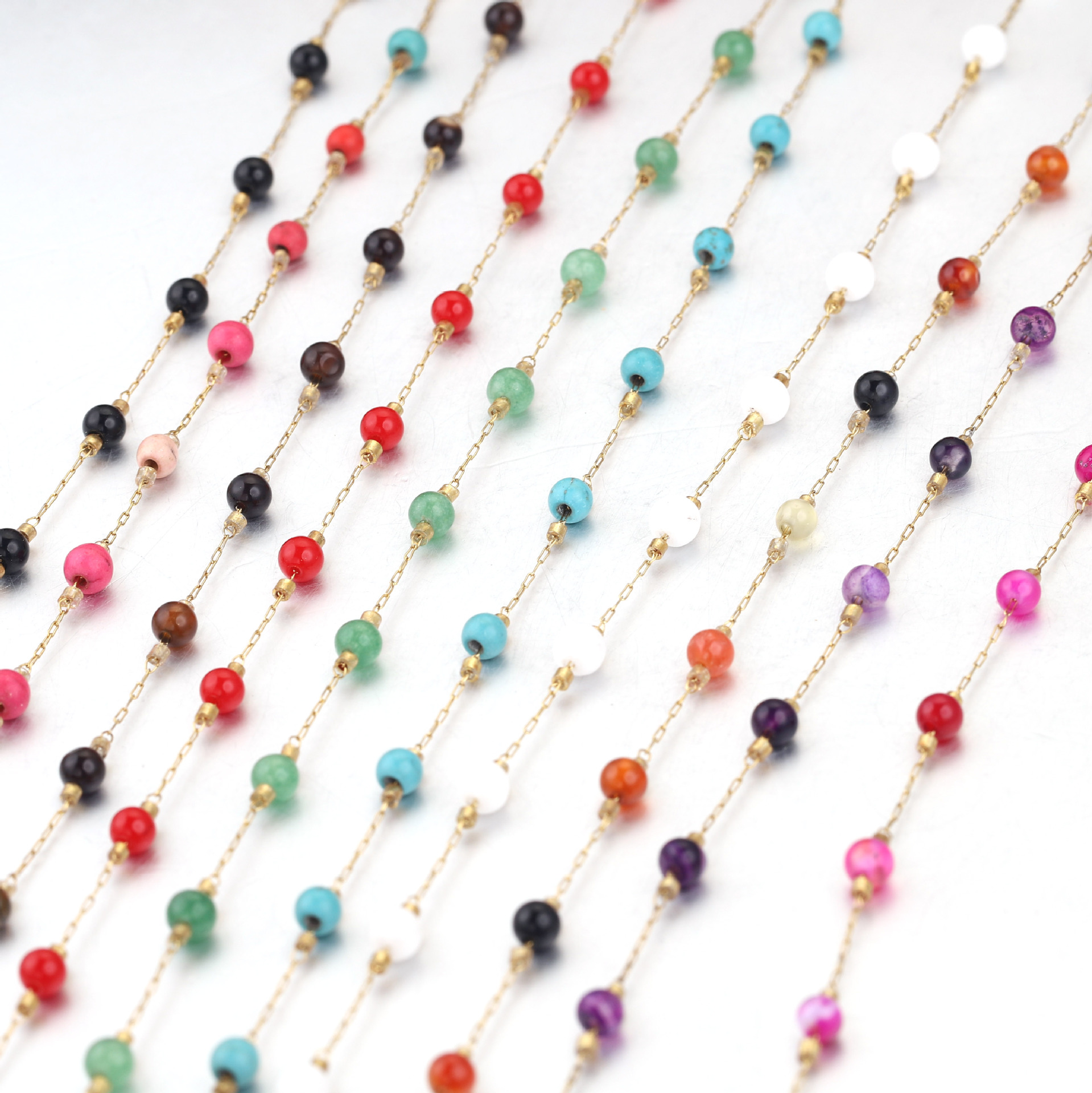 Cadena de piedra natural vacío chapado en oro de acero inoxidable cadena DIY pulsera collar suéter cadena accesorios de la joyería material