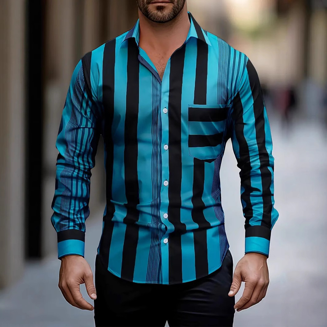 2024 verano personalidad hermosa nueva moda suelta y transpirable bolsillo camisa de manga larga para hombre MB12