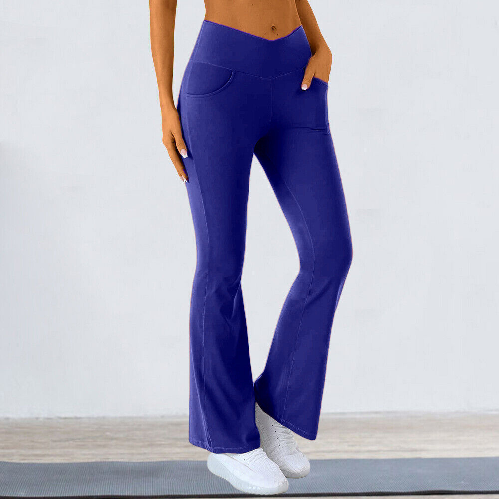 Full Length Pants Length Simple Style Sport Style Solid Color Spandex Polyester Active Bottoms Flared Pants Sweatpants