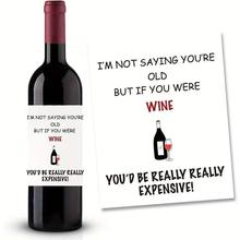 4张/包有趣的酒瓶标签，搞笑葡萄酒主题标签，酒瓶贴纸，生日装饰