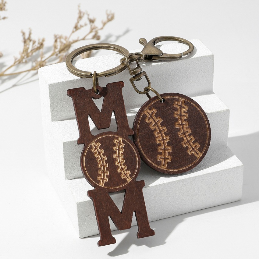 Mother'S Day Festival Sports Letter Basketball Football Wood Mother'S Day Unisex Keychain