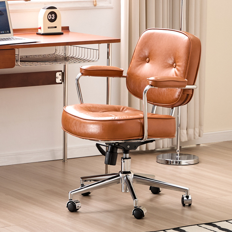 Aleveye Second-Hand Leather Computer Chair Cowhide Home Ergonomic Chair Desk Chair Bedroom Chair Office Chair